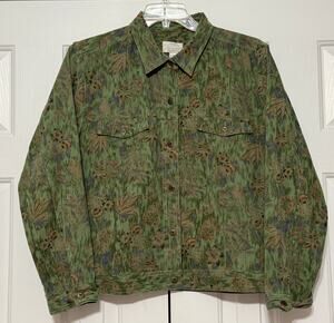 Vintage Y2K Christopher & Banks Trucker-Style Printed Jacket, Size XL